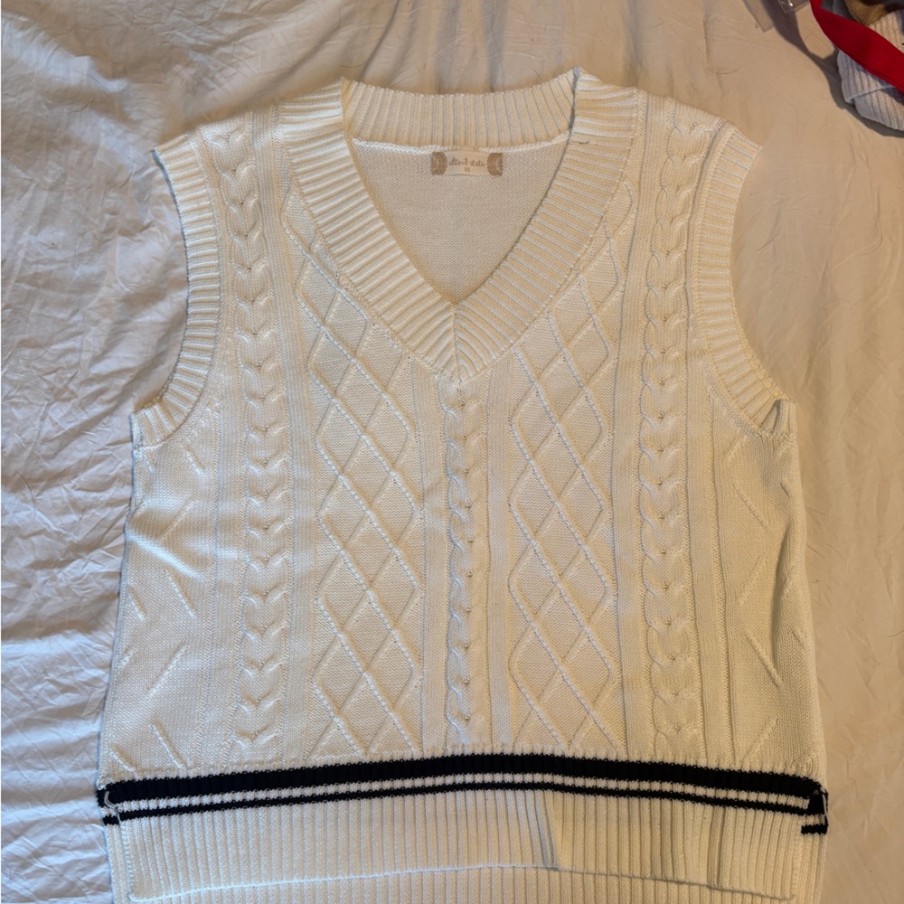 Altar'd State Cream V-Neck Sweater Vest